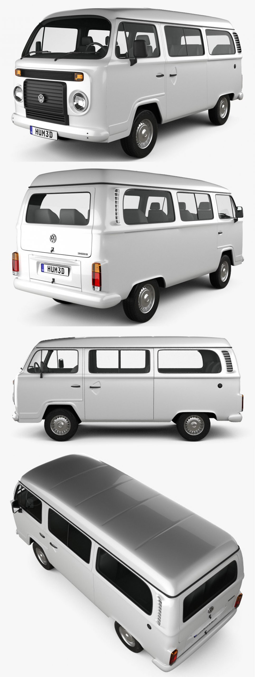 2012款大众Volkswagen Kombi (T2)复古巴士3D模型（OBJ,FBX,MAX）