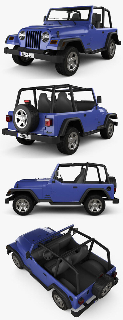 1997款Jeep Wrangler TJ越野车3D模型（OBJ,FBX,MAX,C4D,LWO）