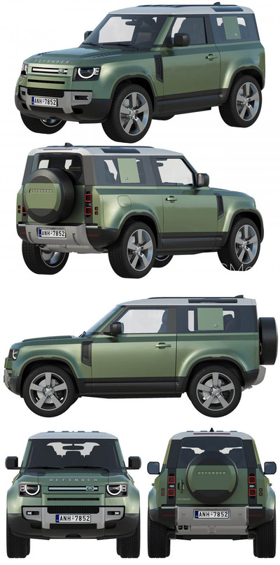 Land Rover Defender 90 2020款路虎卫士越野车3D模型（OBJ,FBX,MAX,C4D,LWO）