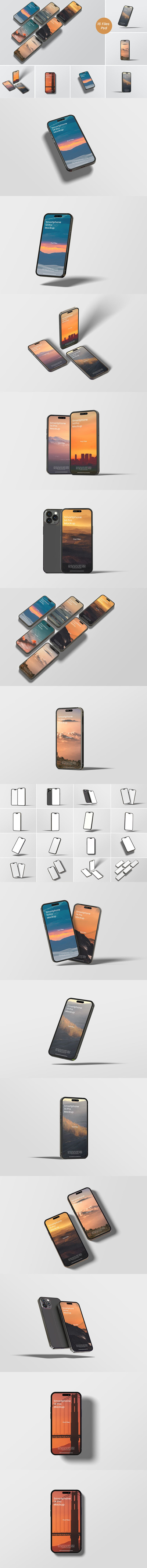 2022新款苹果iPhone14 Pro手机样机 (PSD,PDF)