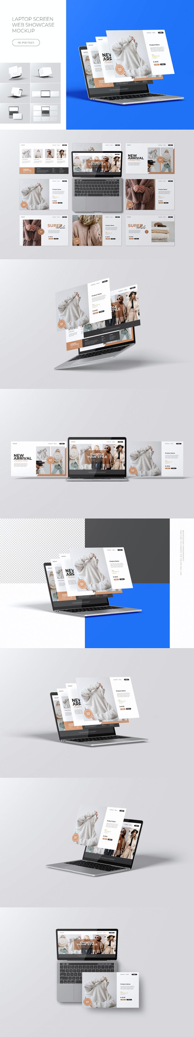 笔记本电脑屏幕和Web展示样机 (PSD)