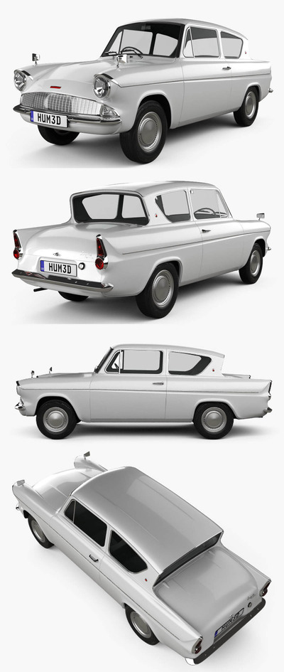 1967款福特Ford Anglia 105e两门汽车3D模型（OBJ,FBX,MAX）