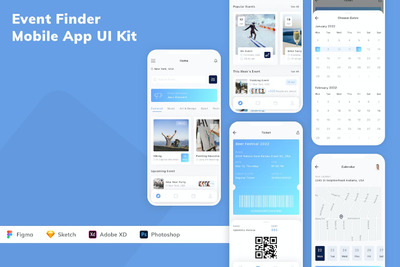 资讯订阅移动应用  APP UI KIT (FIG,PSD,SKETCH,XD)