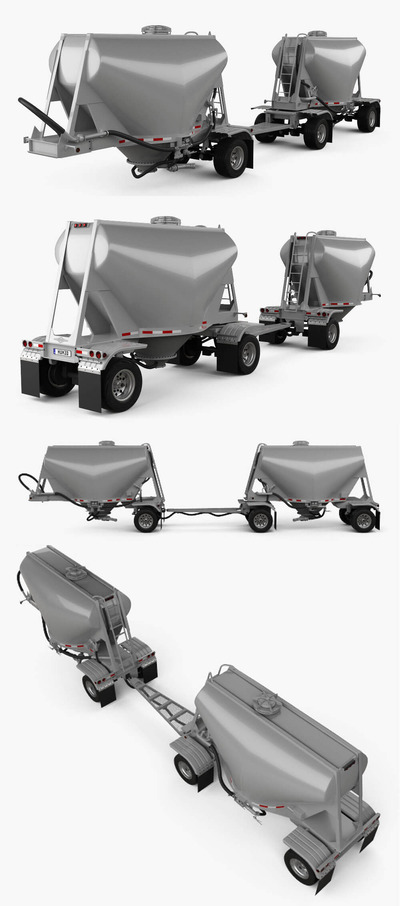 2016款Beall 550干散货双拖车3D模型（OBJ,FBX,MAX,C4D,LWO）