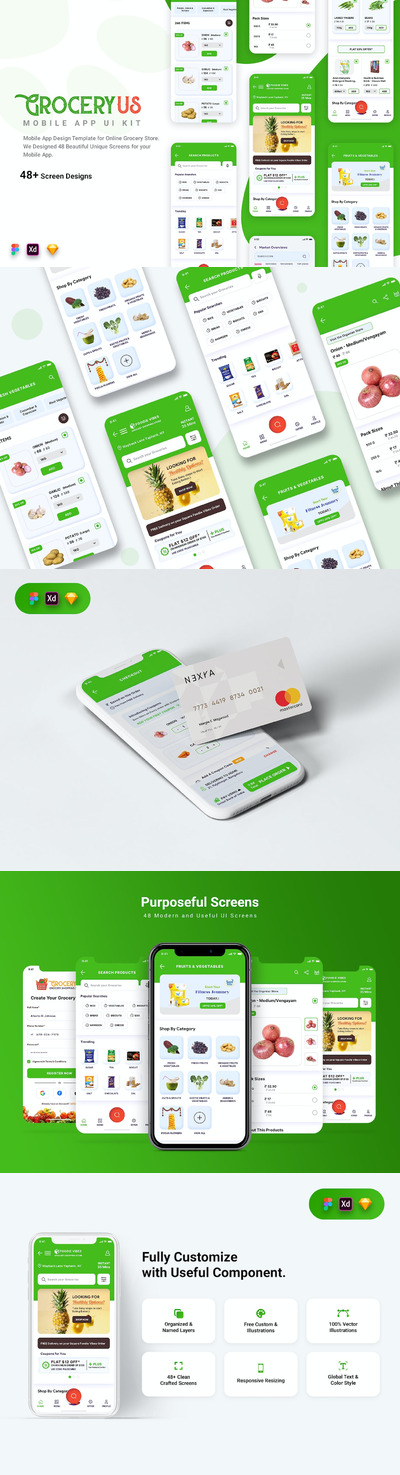 杂货店移动应用  APP UI KIT (SKETCH,FIG,XD)