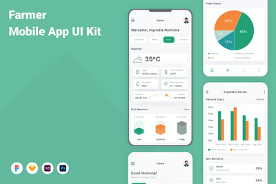 农业移动应用  APP UI KIT (FIG,PSD,SKETCH,XD)