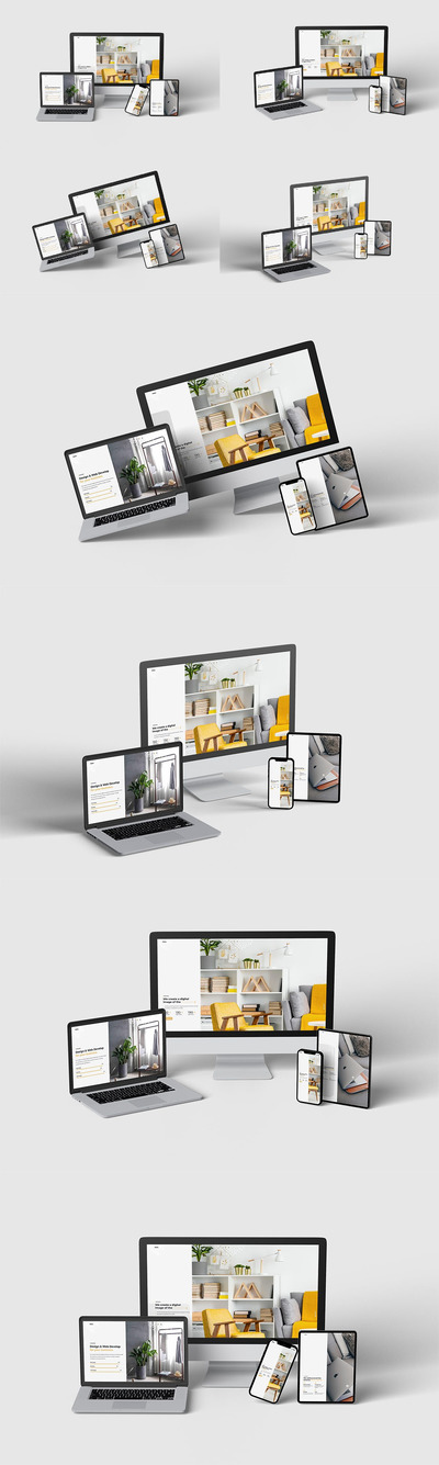 响应式屏幕苹果设备样机模板 (PSD,PDF)