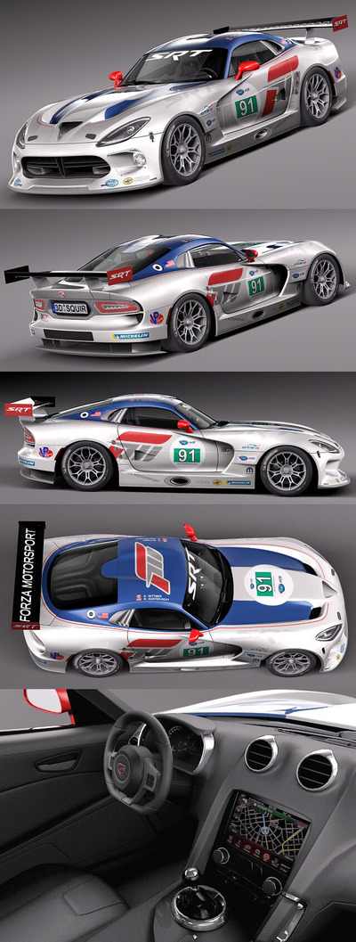 2013道奇蝰蛇Dodge Viper GTS R赛车3D模型（OBJ,FBX,MAX,C4D,LWO）