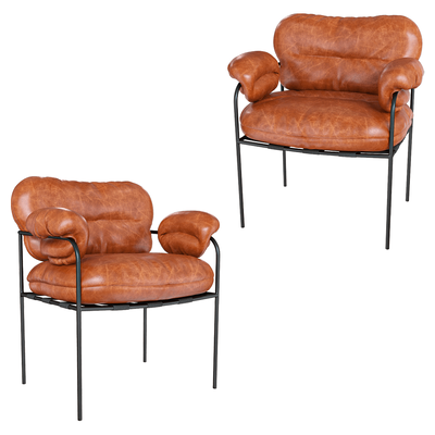 CorsaStyle Angel黑色金属结构 棕色厚皮革软垫扶手椅3D模型（OBJ,FBX,MAX）