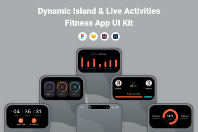 灵动岛&健身活动信息APP UI KIT (FIG,SKETCH,XD,PSD)
