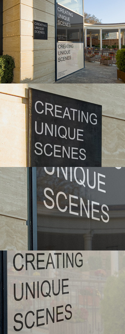 街头玻璃墙广告牌展示样机 (PSD)