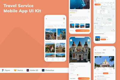 旅行社移动应用APP UI KIT (FIG,SKETCH,XD,PSD)