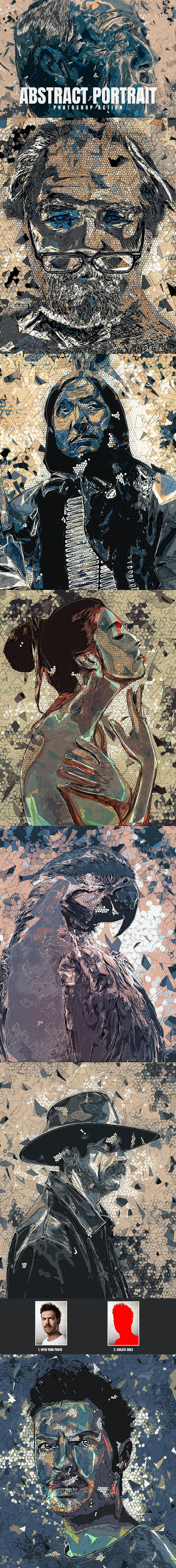 时尚高端抽象的高品质手绘几何图形艺术效果photoshop动作