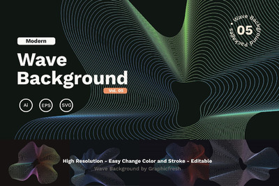 时尚高端抽象现代波浪矢量背景大集合-AI, EPS, SVG