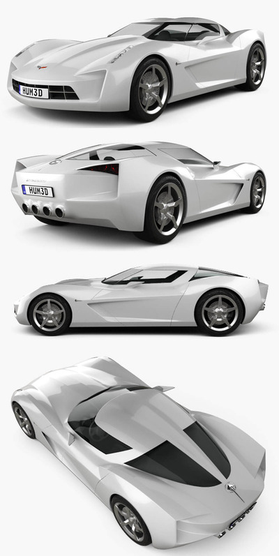 2009雪佛兰Chevrolet Stingray概念汽车3D模型（OBJ,FBX,MAX,C4D,LWO）