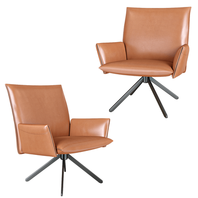 Top concept Clark金属底座 棕色皮革软垫扶手椅3D模型（OBJ,FBX,MAX）