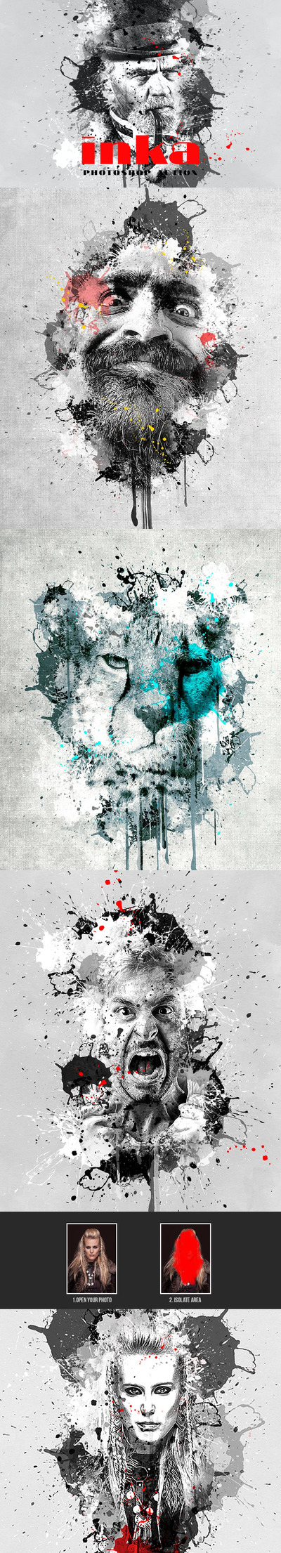 高品质的时尚高端震撼的中国风水墨风格photoshop动作预设