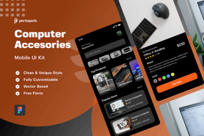 计算机配件电商APP UI KIT (XD)