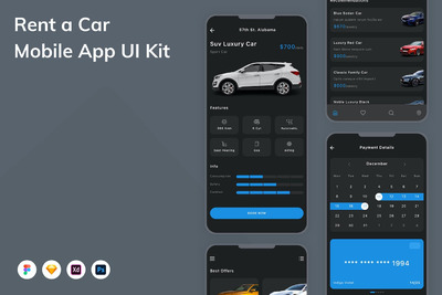 租车打车APP UI KIT (FIG,PSD,SKETCH,XD)