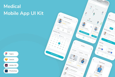 医疗移动应用APP UI KIT (FIG,PSD,SKETCH,XD)