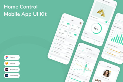 智能居家控制 APP UI KIT (FIG,PSD,SKETCH,XD)