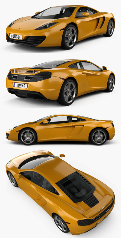 2011迈凯伦McLaren MP4-12C赛车3D模型（OBJ,FBX,MAX）