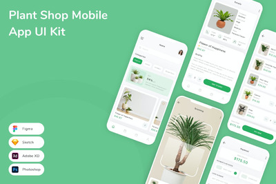 绿植商店移动应用APP UI KIT (FIG,PSD,SKETCH,XD)