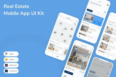 房地产移动应用APP UI KIT (FIG,PSD,SKETCH,XD)