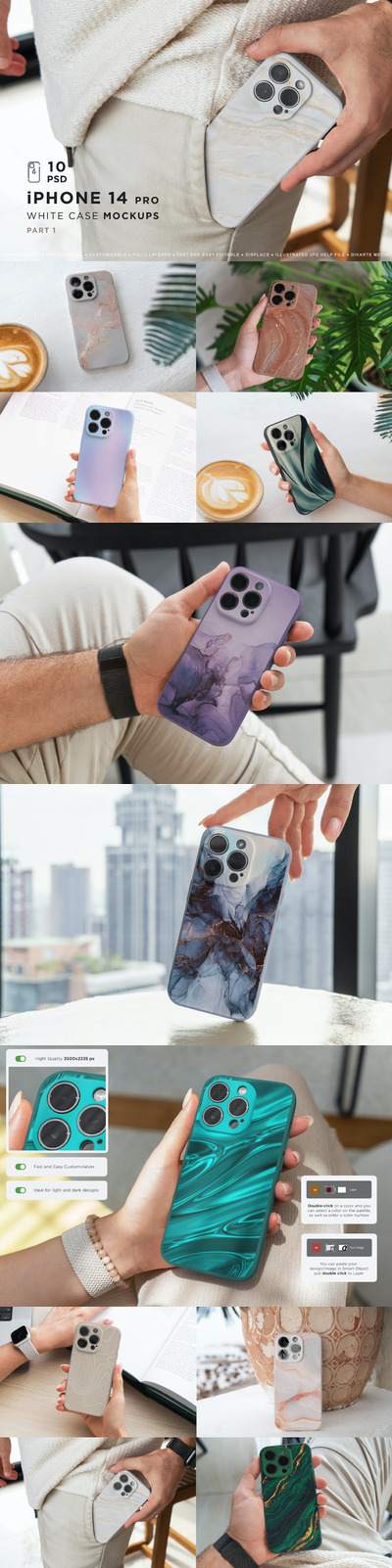 iPhone 14 Pro手机外壳设计展示样机 (PSD,1.73GB)