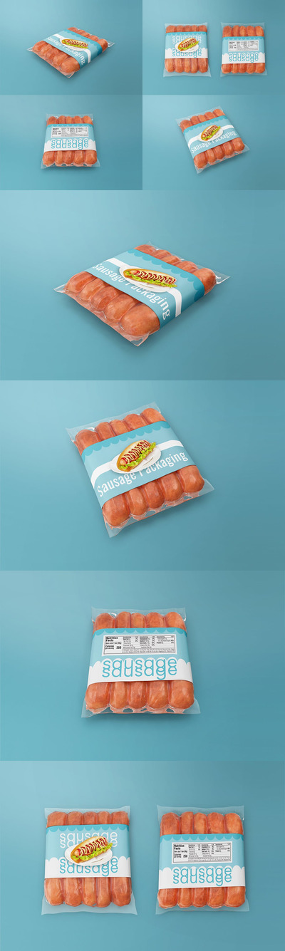 香肠食品真空包装设计样机 (PSD)