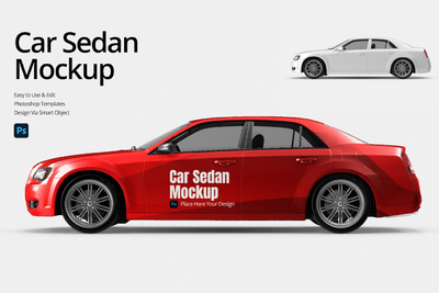汽车轿车车身广告设计样机 (PSD)
