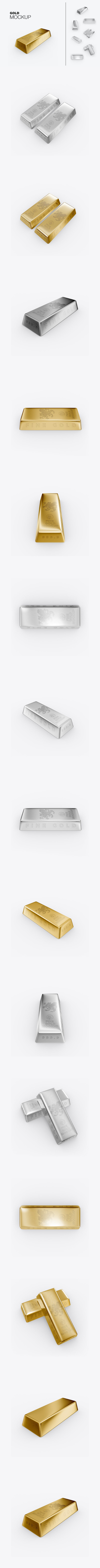 金条银条定制雕刻展示样机 (PSD)