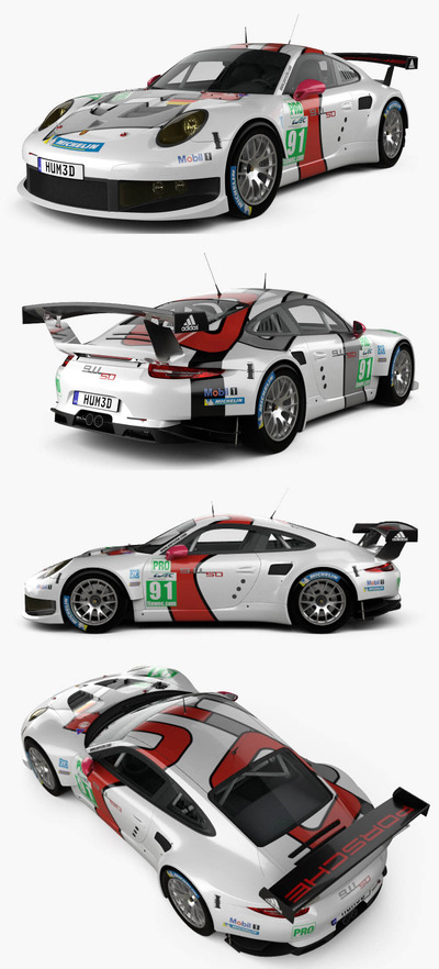 2013保时捷Porsche 911 Carrera RSR赛车3D模型（OBJ,FBX,MAX,C4D,LWO）