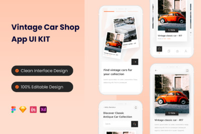 虚拟汽车商店移动应用 APP UI KIT (FIG,SKETCH,XD)