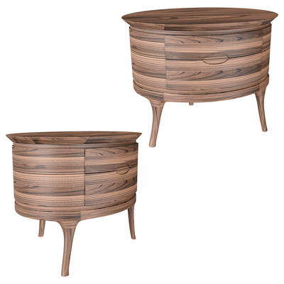 Ceccotti Collezioni Ainda椭圆形木质床头柜 抽屉柜3D模型（OBJ,FBX,MAX）