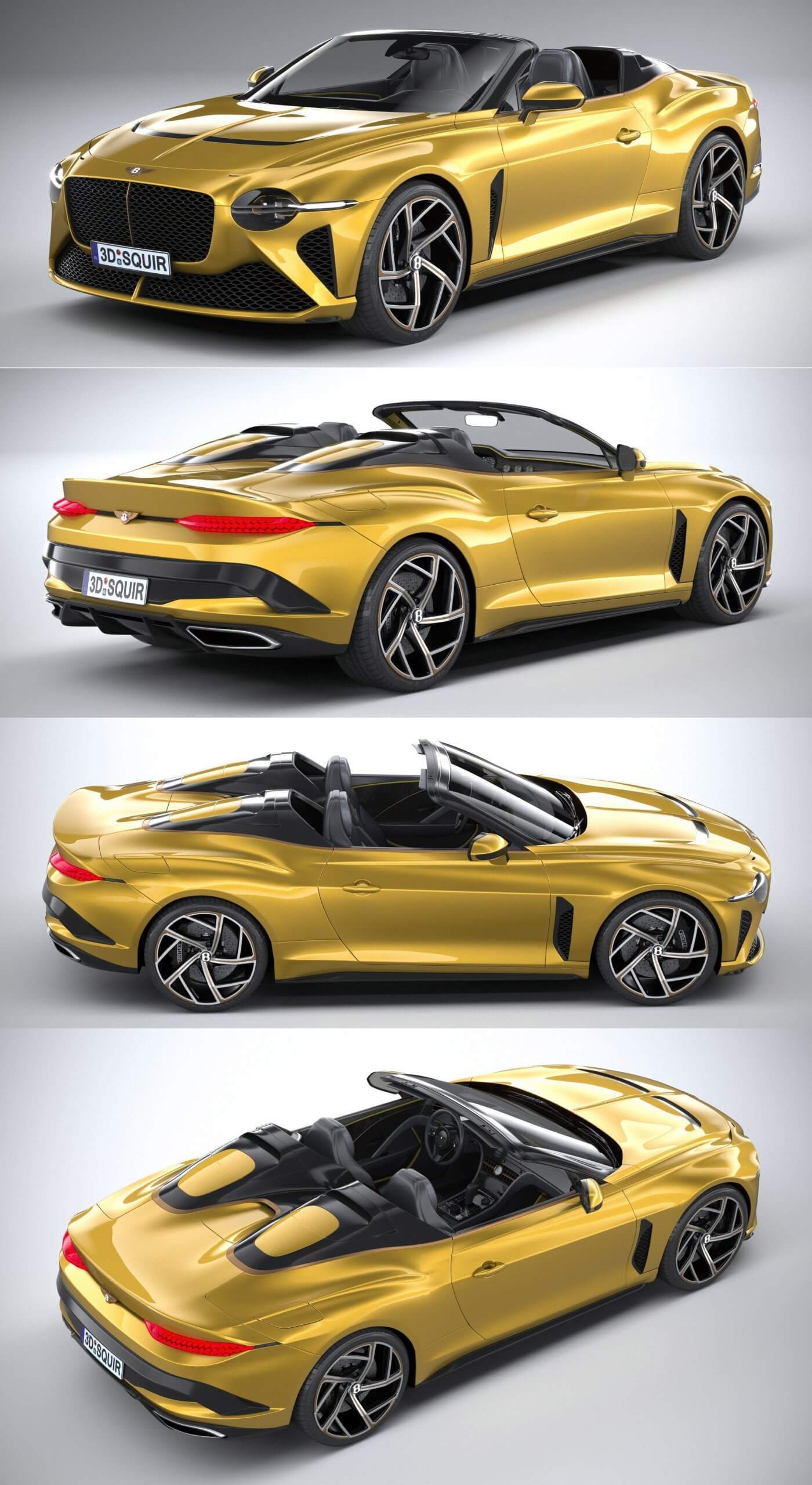 2021款宾利Bentley Mulliner Bacalar奢华敞篷汽车3D模型（OBJ,FBX,MAX,C4D,LWO）