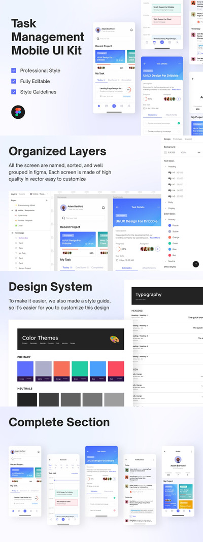 任务管理移动应用 APP UI KIT (FIG)