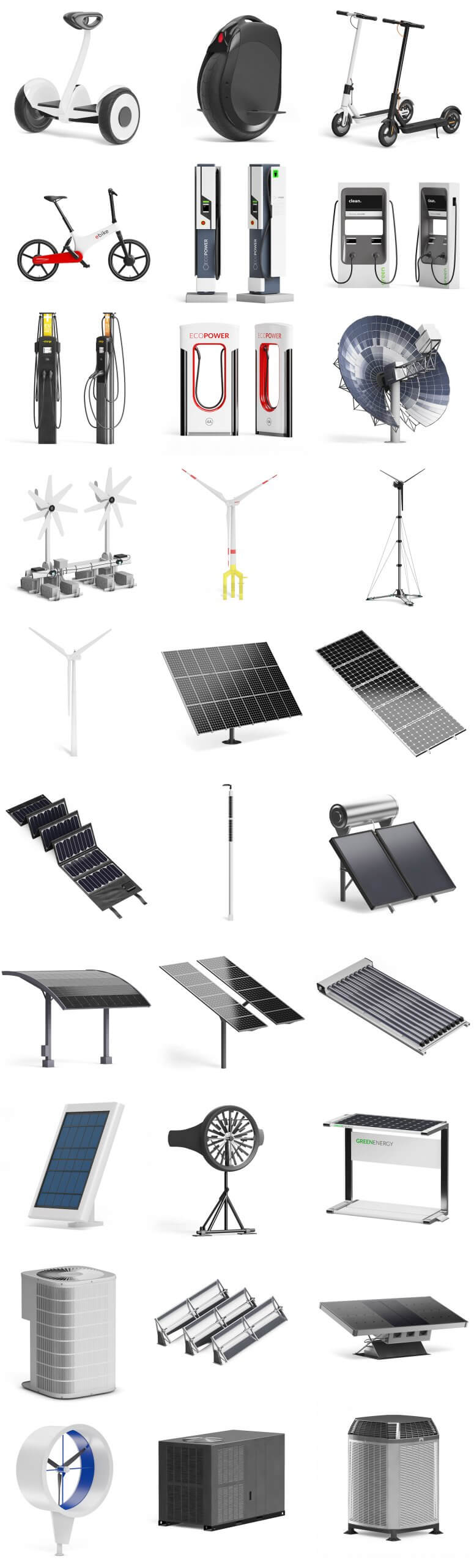 30款绿色能源产品和设备3D模型合集（MAX）