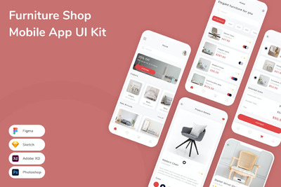 家具电商移动应用APP UI KIT (FIG,PSD,SKETCH,XD)