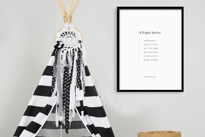 室内场景黑色画框相框样机模板 (JPG,PDF,PSD)