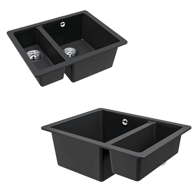 SCHOCK Quadro金属厨房水槽 大小双槽3D模型（OBJ,FBX,MAX）