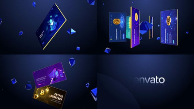 3D金色卡片加密货币介绍视频模板 (aep)