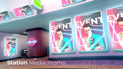 地铁站广告海报媒体宣传视频模板 (aep)