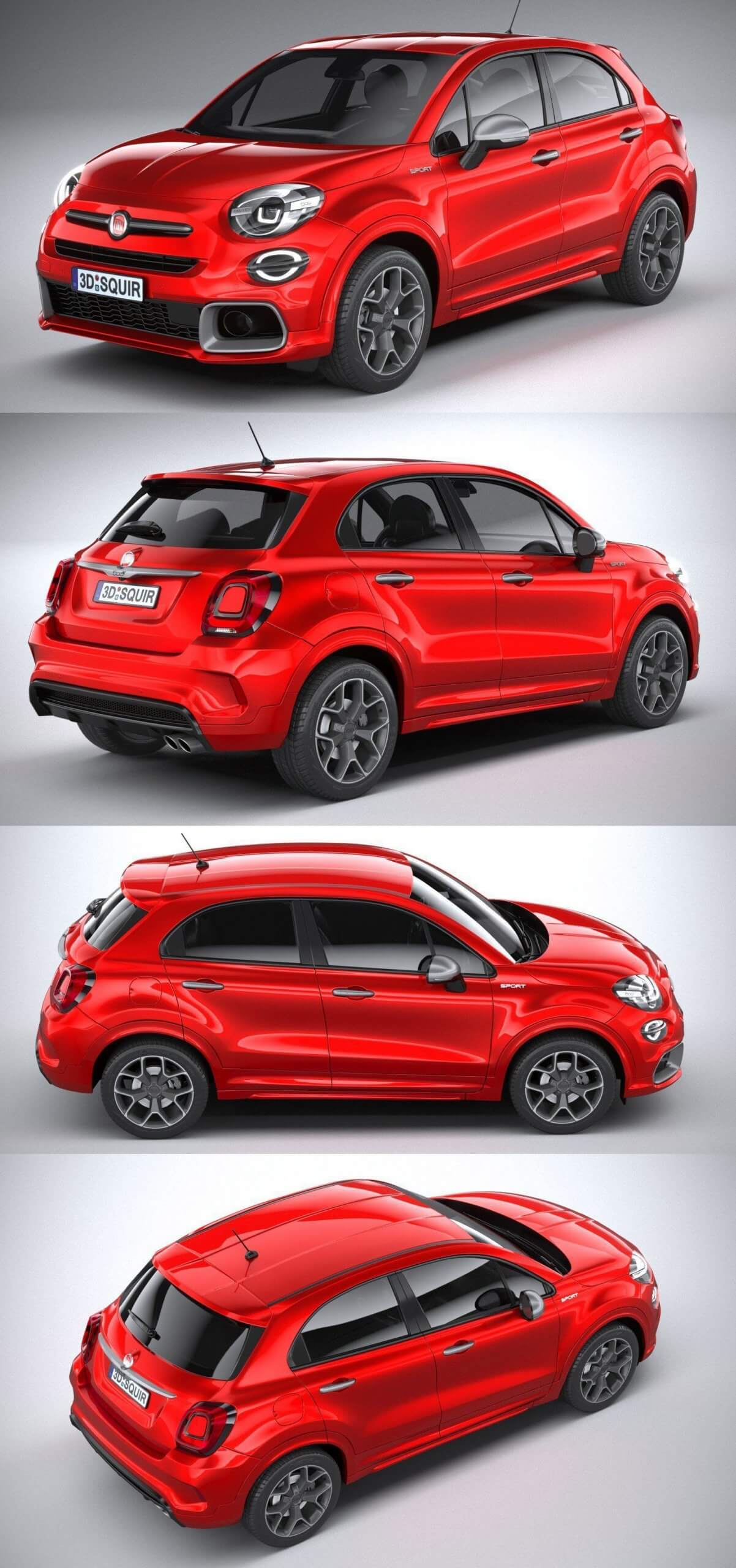 2020菲亚特Fiat 500X Sport汽车3D模型（OBJ,FBX,MAX,C4D,LWO）
