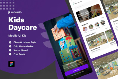 儿童日托移动应用程序APP UI KIT (FIG)