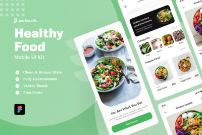 健康食品移动应用程序APP UI KIT (FIG)
