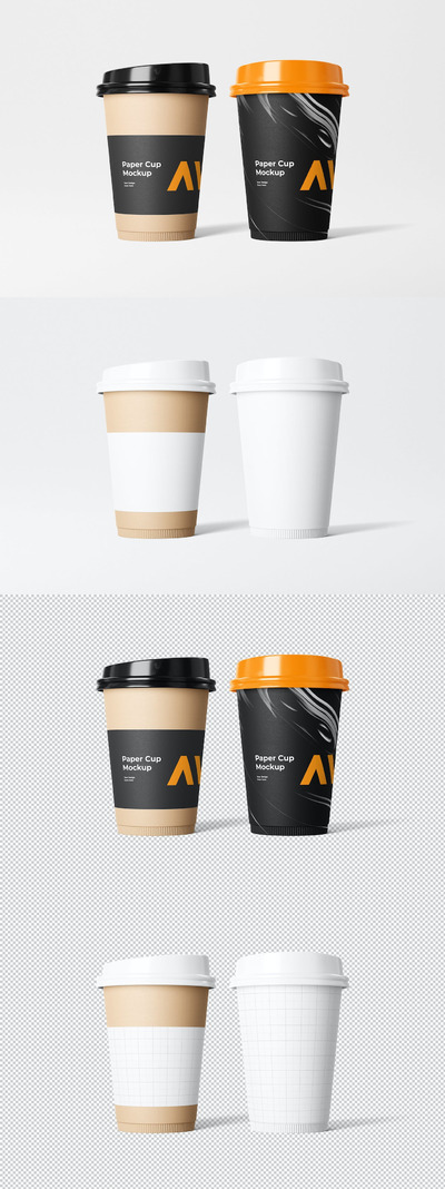 咖啡杯纸杯品牌设计样机 (PSD)