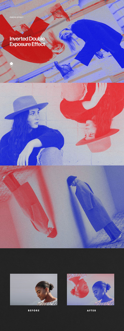 时尚高端优雅的倒置双重曝光效果图层样式-PSD