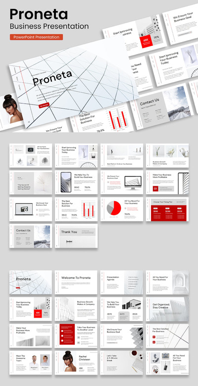 清新简约多用途红白配色的现代powerpoint幻灯片演示模板（pptx）
