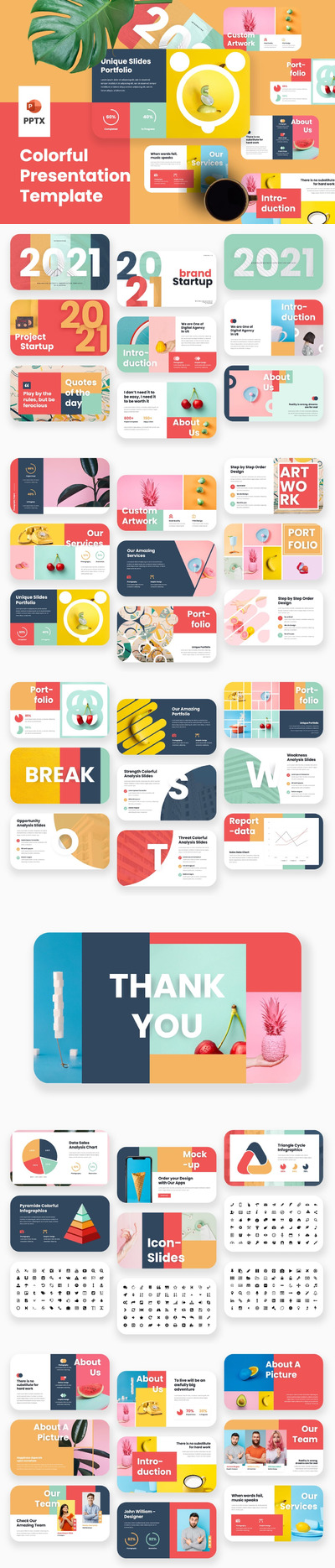 极简主义彩色PPT模板 (PPTX)